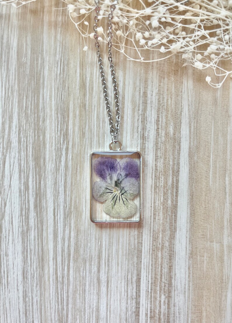 Real Pansy Necklace, Violet, Handcrafted, Purple, Botanical Jewelry