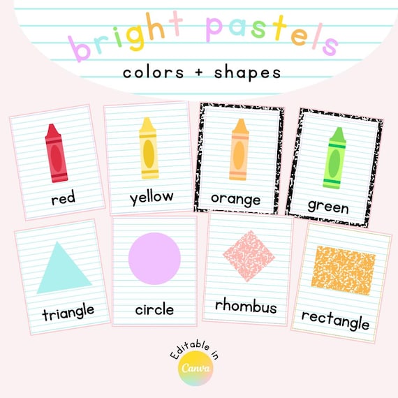 Colors Classroom Editable Posters, Pastel Rainbow Counting Templates, Cute Canva Classroom Decor - PDFs + Editable Templates
