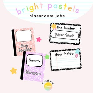 Classroom Jobs Display, Pastel Classroom Decor, Classroom Display, Jobs Board, PDF+ Editable Link, Canva