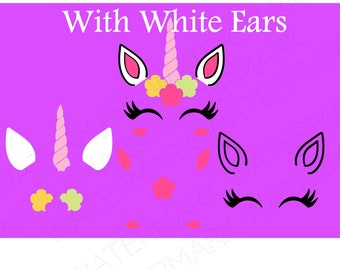 Unicorn Head With White Ears Cutout Files for Cricut SVG and Silhouette Studio File Cut Out Stencil Decal Logo SVGS Fantasy Face Decoration