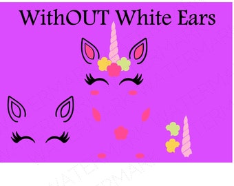 Unicorn Head NO White Ears Cutout Files for Cricut SVG and Silhouette Studio File Cut Out Stencil Decal Logo SVGS Fantasy Face Decoration