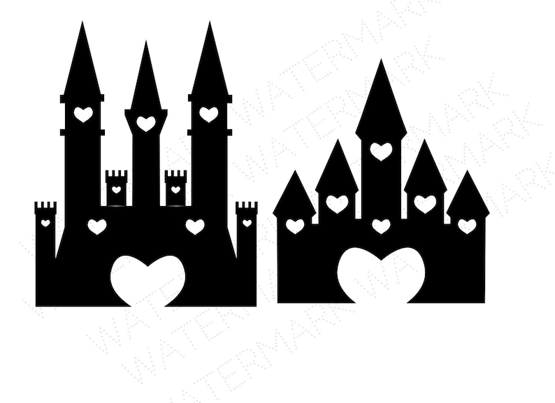Heart Castles Cutout Files for Cricut SVG and Silhouette Studio File Cut Out Stencil Decal Logo SVGS Princess Fairytale Happy Decoration
