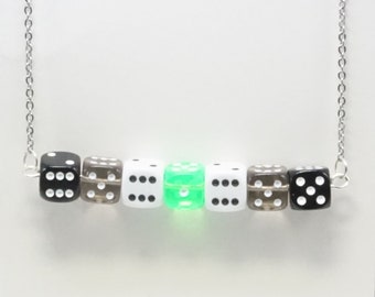 Agender: a flag-based dice pride necklace