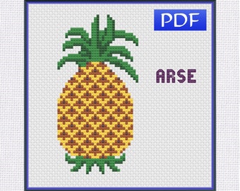 Arse Pineapple, uno schema a punto croce per chi ama sia la frutta che le parolacce, parte della serie Sweary Fruit