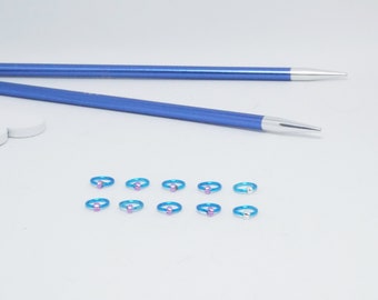 Lavender or Lilac, a set of 10 closed stitch markers for 4mm needles or smaller, good for socks, garments, and shawls