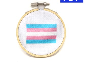 Cross-Stitch Pattern for the Transgender Flag