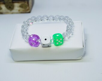 Genderqueer: a flag-based dice pride bracelet