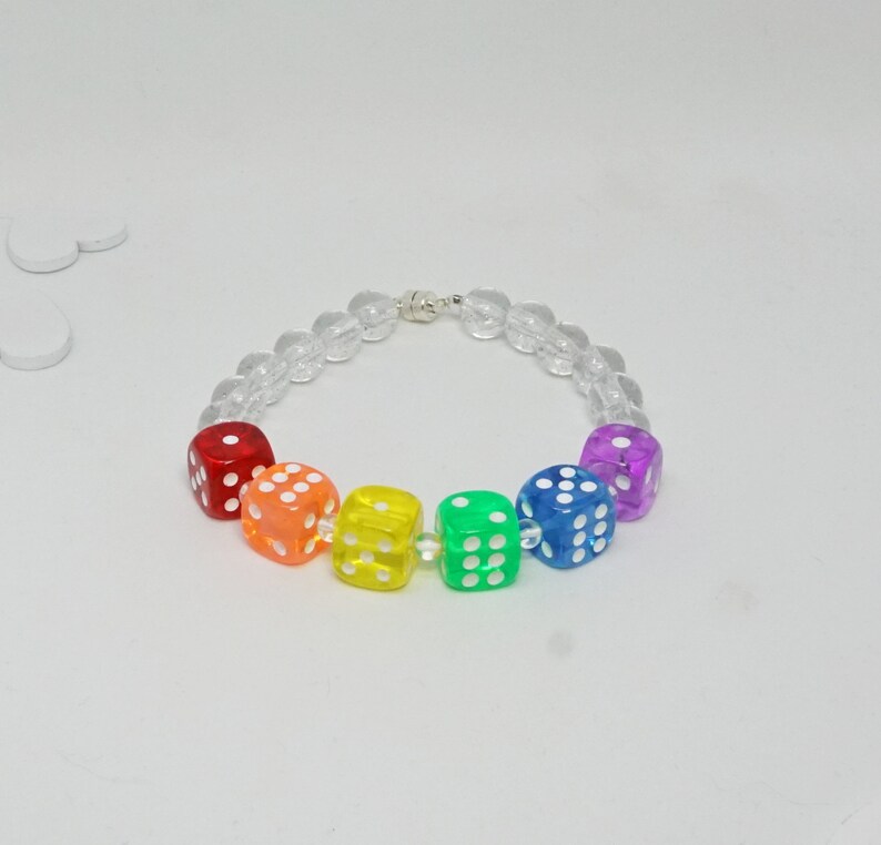 unisex great for gifting or treating yourself Gay Pride a gay pride bracelet made with hand-drilled dice beads