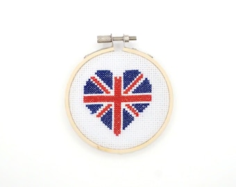 United Kingdom Cross-Stitch Heart Flag