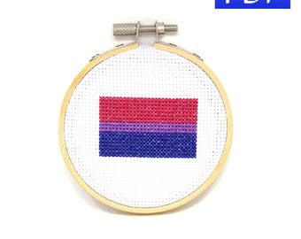 Cross-Stitch Pattern for the Bisexual Pride Flag