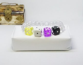 Enby: a nonbinary dice pride bracelet