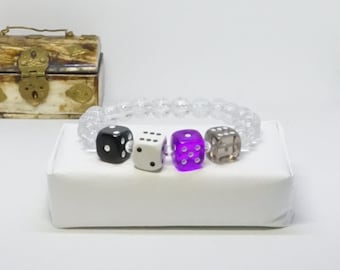 Demi: a demisexual dice pride bracelet