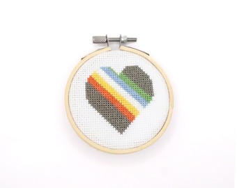 Disability Pride Cross-Stitch Heart Flag