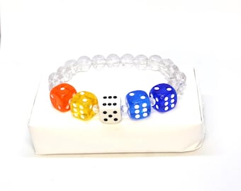 Aroace, a dice pride braclet baced on the aroace flag