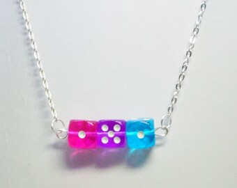 Androgyne: a flag-based dice pride necklace