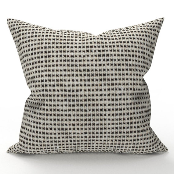 DECORATIVE THROW PILLOW Cover Black White Checkered Wool Etsy