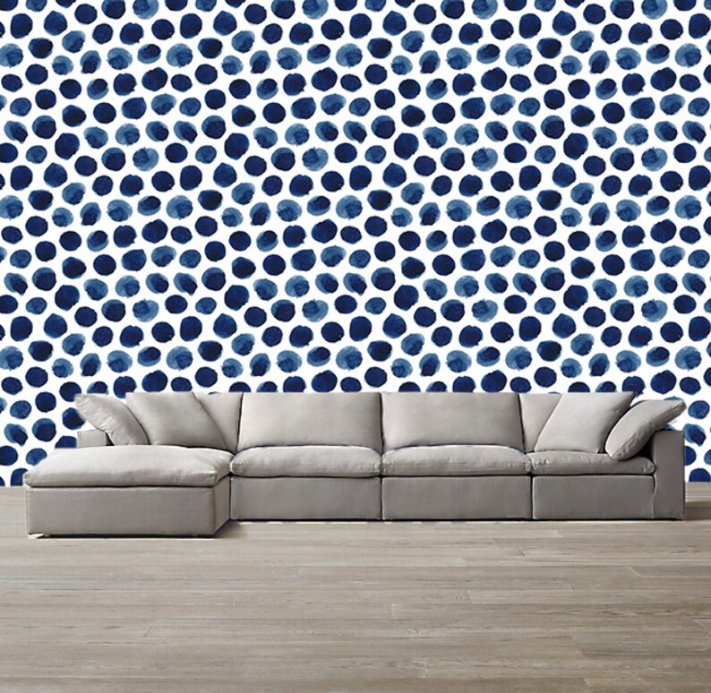 Navy Blue White Abstract Wallpaper Removable Traditional | Etsy