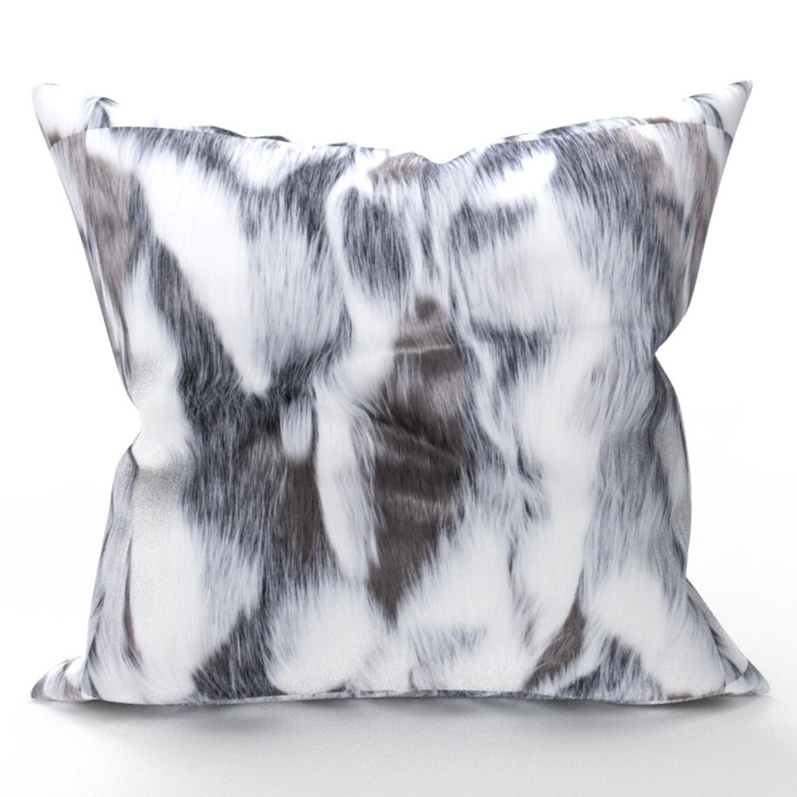 DECORATIVE THROW PILLOW Cover Black White Faux Fur Pillow Etsy