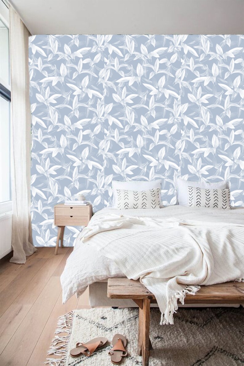 Blue White Floral Wallpaper Removable Traditional Wallpaper Etsy