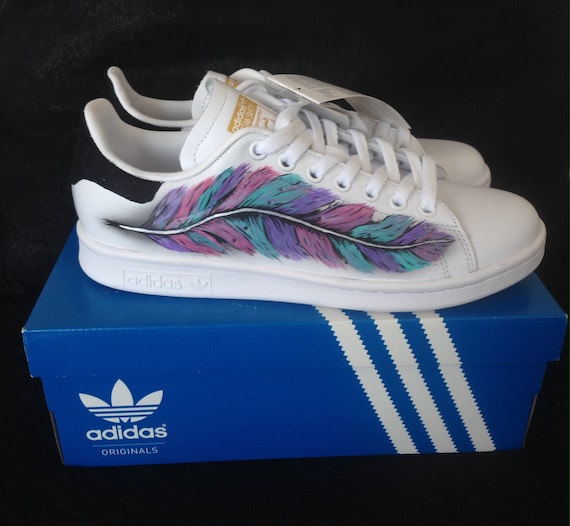 Sneakers, Stan Smith, custom, feather, gift, girl, pink, blue, purple Sneakers, Stan Smith, custom, feather, gift, girl, pink, blue, purple