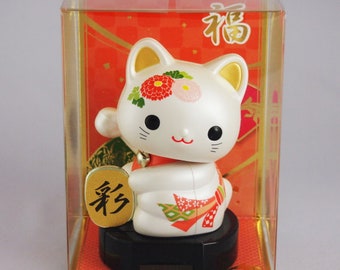 Lots2 Solar Powered Dancing  White Japanese Cat 