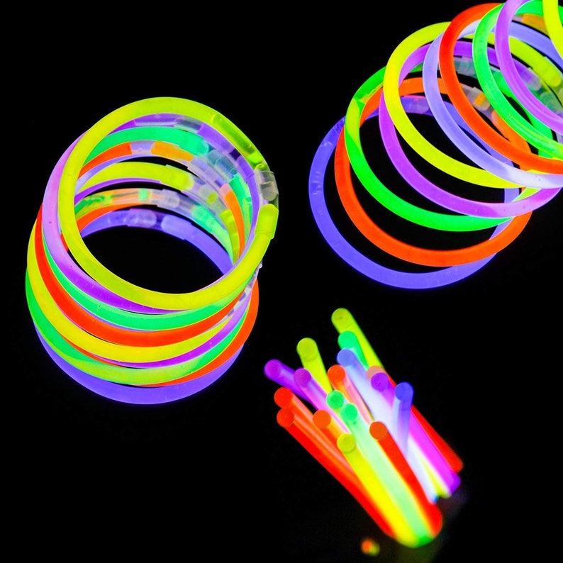 100 x Glow Sticks 20cm glowing wrist bands with connectors Etsy