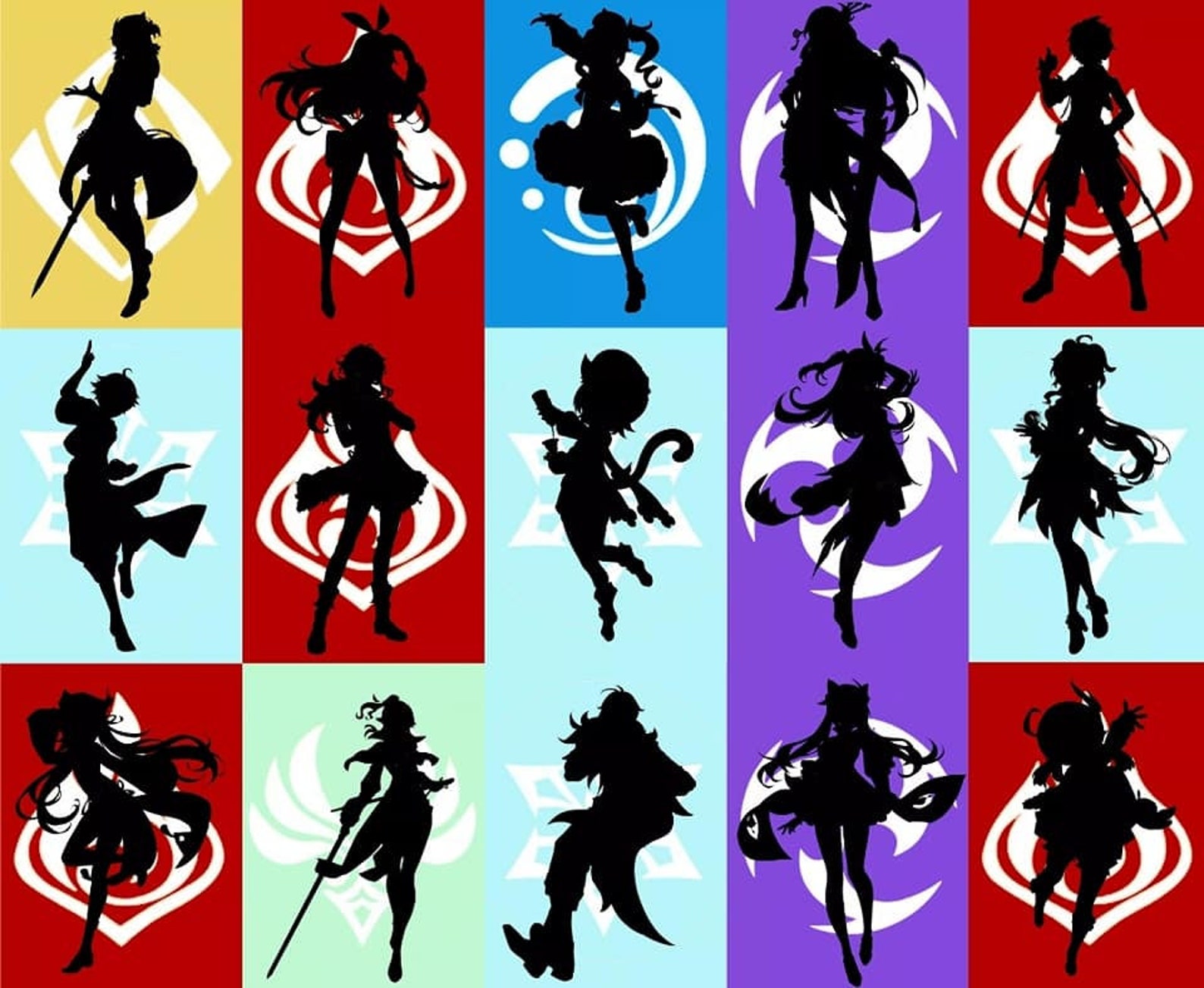 Genshin Impact Vision Silhouette All The Characters Etsy