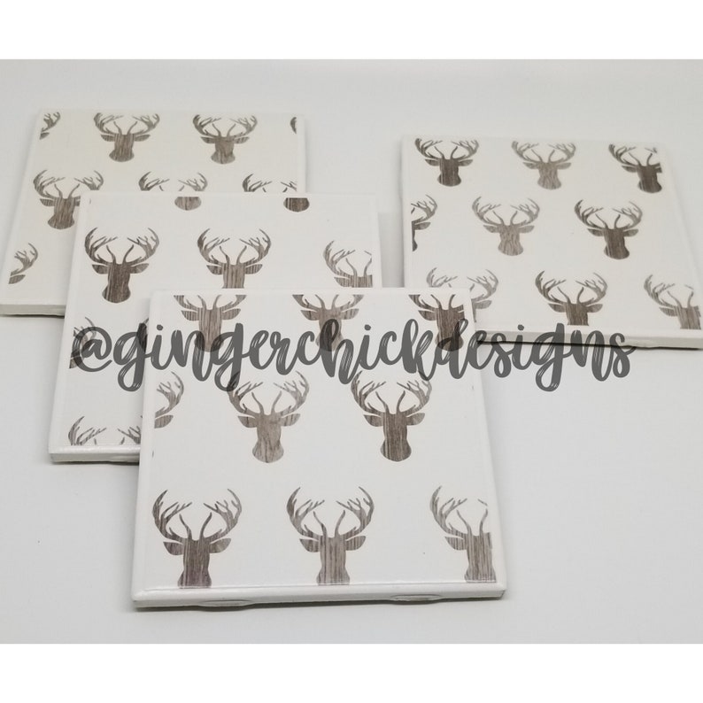 fun coasters Deer Print Ceramic Tile Coasters-ceramic coaster set tile coaster set cup coasters handmade coasters beverage coasters