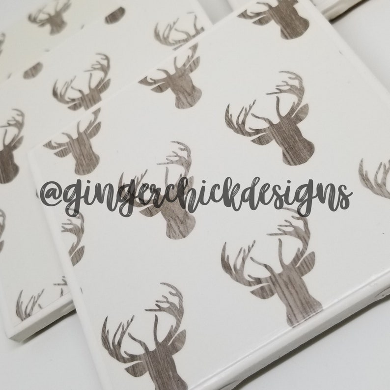 fun coasters Deer Print Ceramic Tile Coasters-ceramic coaster set tile coaster set cup coasters handmade coasters beverage coasters