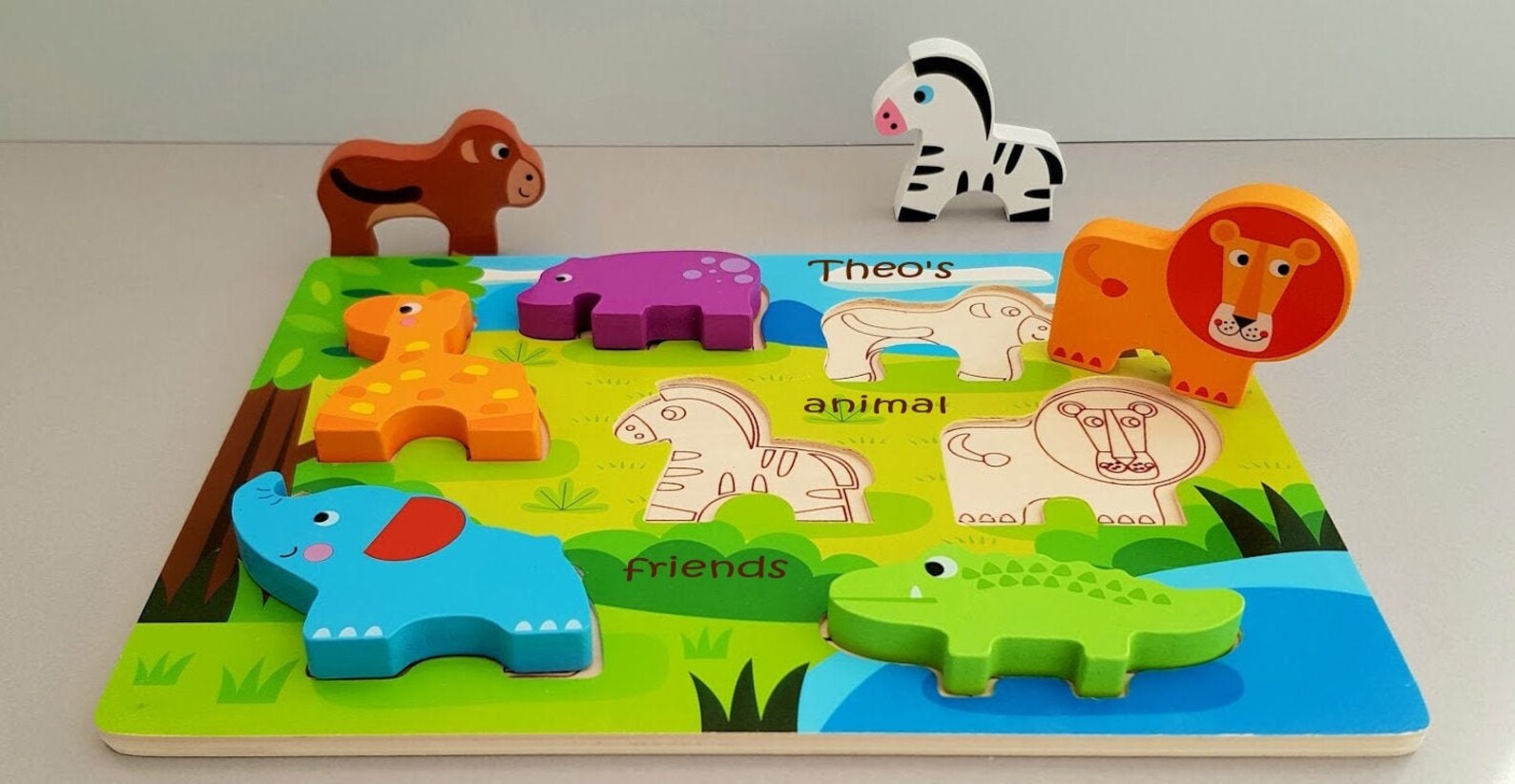 Personalised Safari puzzle 1st toddler puzzle. Toddler toy Etsy