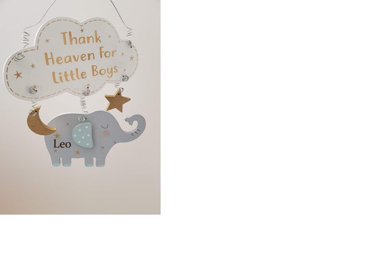 dark grey Elephant Personalised Childs Name Door Sign Plaque Handmade UK Wood Girl or Boy