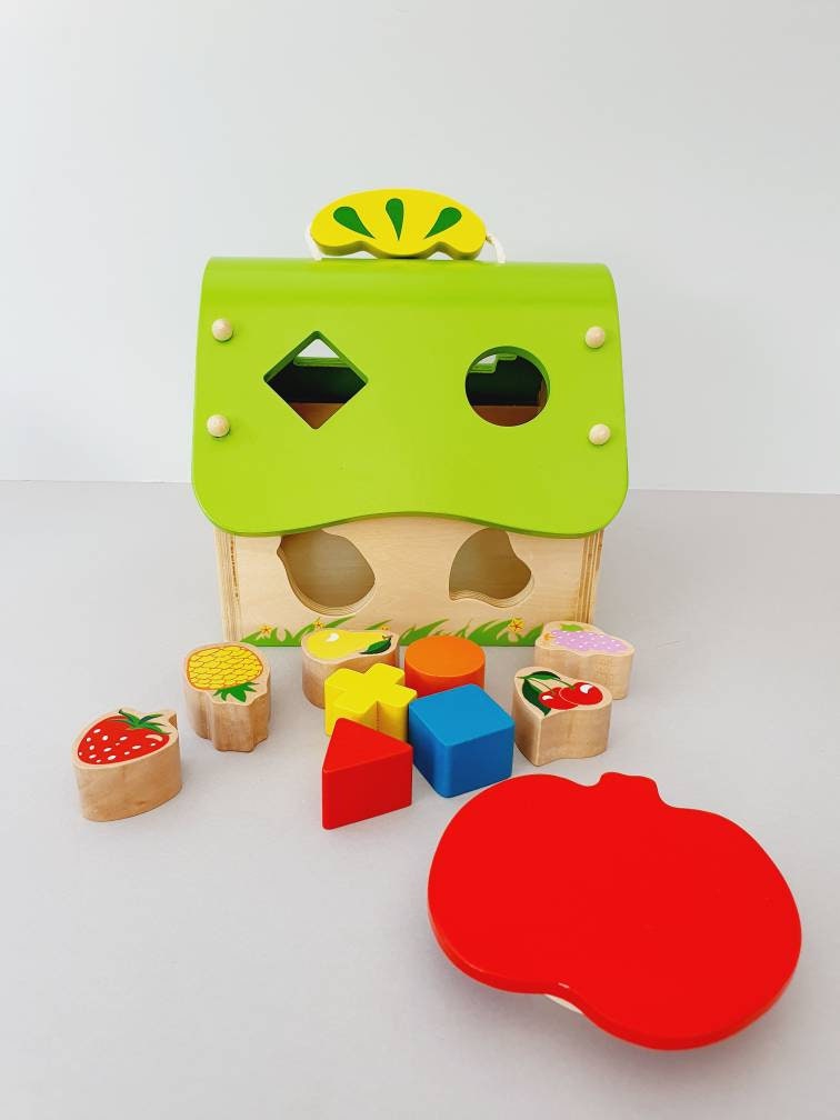 Wooden House Shape Sorter Personalised Shape Sorter 1st Etsy