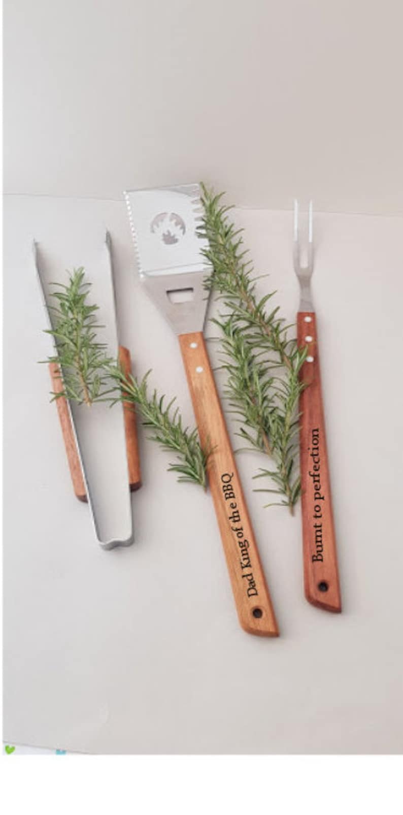Personalised BBQ Tool Set with extra long wooden handles Etsy