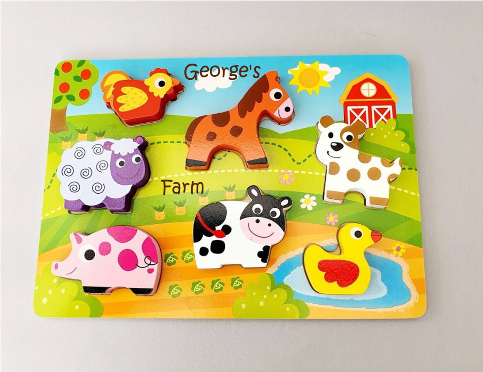 Chunky Wooden Farm Animal Puzzle Wooden Toy 1st Birthday | Etsy UK
