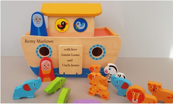 personalised noah's ark wooden toy
