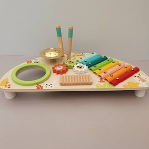 Personalised wooden toy Music Table, Birthday, Toddler Gifts, Xylophone, Music toy, drum, Forest Animals, Music Maker, Unisex toys, musical