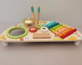 Personalised wooden toy Music Table, Birthday, Toddler Gifts, Xylophone, Music toy, drum, Forest Animals, Music Maker, Unisex toys, musical