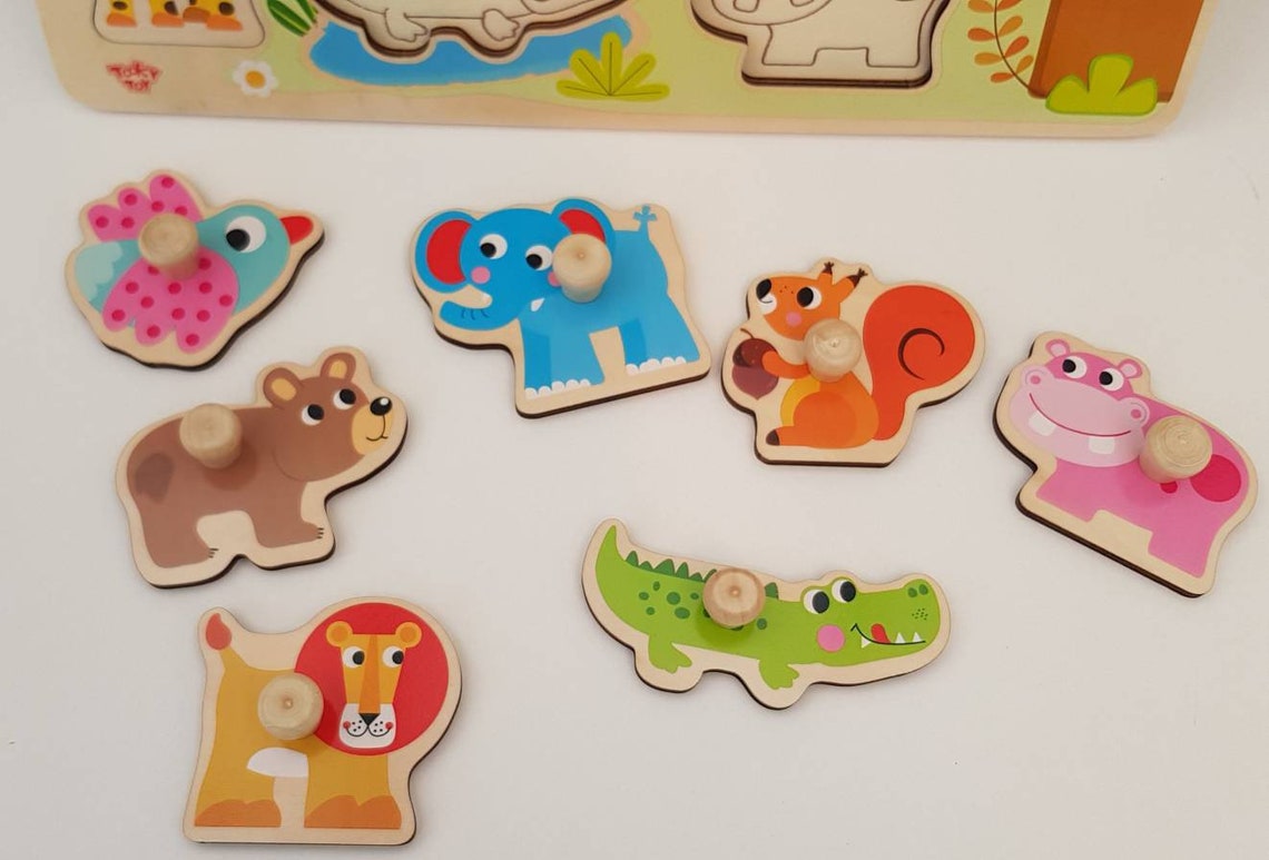 Personalised Animal Peg puzzle 1st toddler puzzle. Toddler Etsy