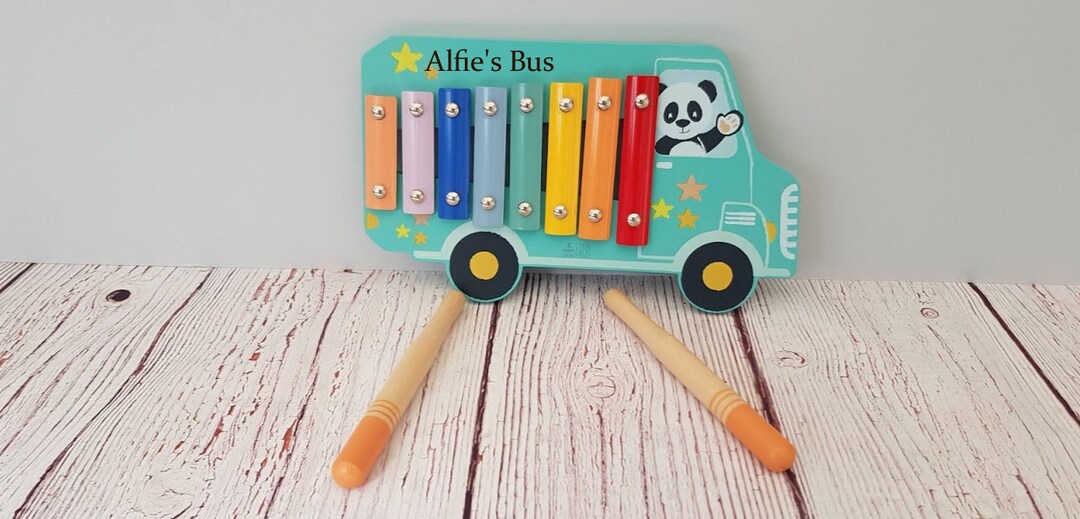 Personalised Xylophone Bus Musical Toy Wooden Toy Toddler Etsy