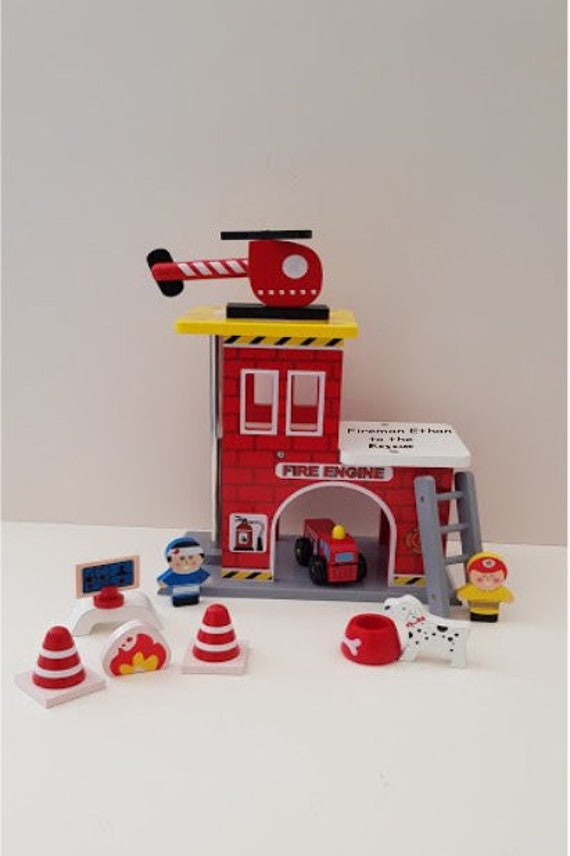 wooden play fire station