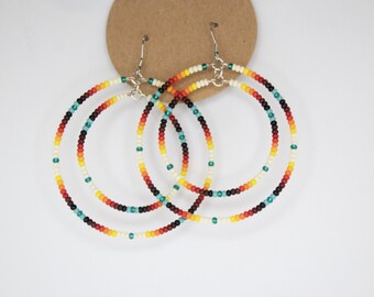 Double Hoop Native American Beaded Earrings | Handmade Indigenous Beaded Jewelry