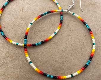 Native American Styled Beaded Hoops (small bead)
