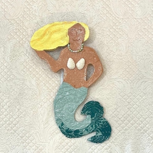 Muursticker zeemeermin: handgemaakte klei, nieuw met label