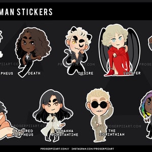 Sandman Stickers Morpheus Lucifer Dream Death Desire Rose Lucienne Johanna Constantine Corinthian