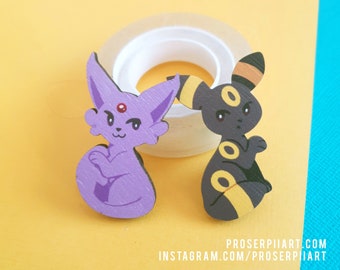 Umbreon 40mm or 1.5 Inch Wooden Pins ,, Eeveelution Pin ,, Dark Psychic Pin