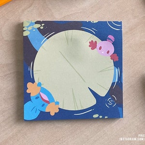 Pocket Monster Biomes: River Memo Pad ,, 10x10cm Notepad ,, Washi Stationery Set ,, Wooper Milotic Mudkip