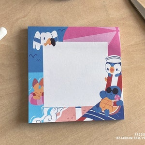 Pocket Monster Biomes: Beach Memo Pad 10x10cm Notepad Pikachu Piplup Wingull Squirtle
