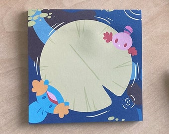 Pocket Monster Biomes: River Memo Pad ,, 10x10cm Notepad ,, Washi Stationery Set ,, Wooper Milotic Mudkip