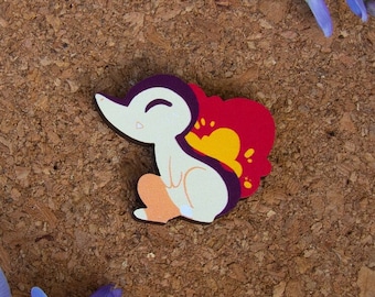 Pasador de madera Cyndaquil de 40 mm o 1,5 pulgadas