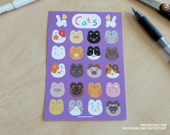 Cats! Planner Stickers - Kitty Stickers for Bullet Journals ,, Kawaii Sticker Sheet ,, Small Stickers for Planners ,, Cute Cat Stationery